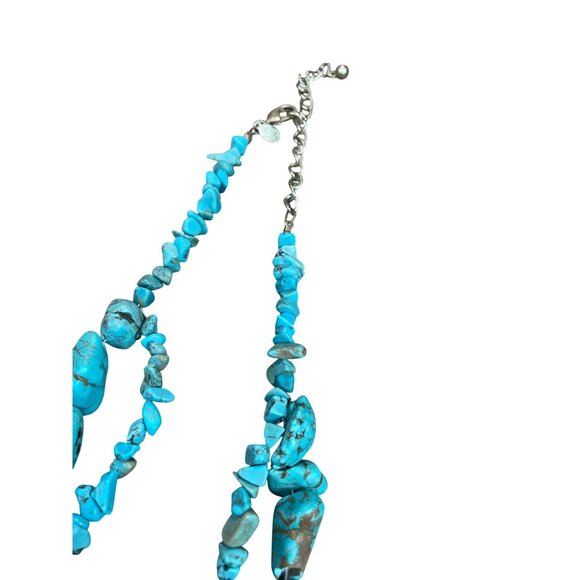 Chicos turquoise Gold metal Statement Boho Bib Tribal metal Knecklace SKU 9577 - Picture 4 of 9